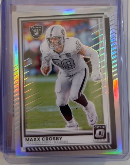 2025 Panini Donruss Optic #183 Maxx Crosby Silver Holo Prizm — front