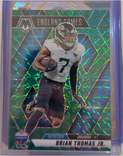 2025 Panini Mosaic #256 Brian Thomas Jr. England Games Green Mosaic Prizm — front