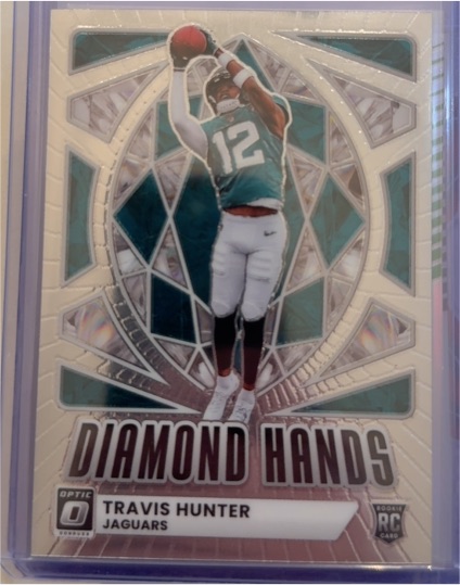 2025 Panini Donruss Optic #1 Travis Hunter Diamond Hands Rookie — front