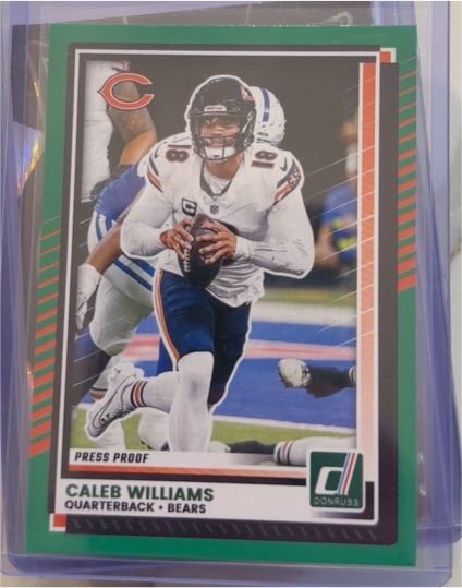 2025 Panini Donruss #7 Caleb Williams Press Proof Green — front