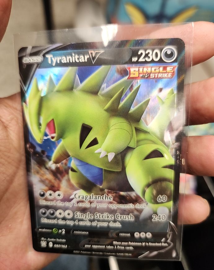 2021 Pokémon Sword & Shield Battle Styles #097 Tyranitar V — front