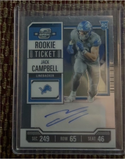 2023 Panini Contenders Optic #173 Jack Campbell Rookie Ticket — front