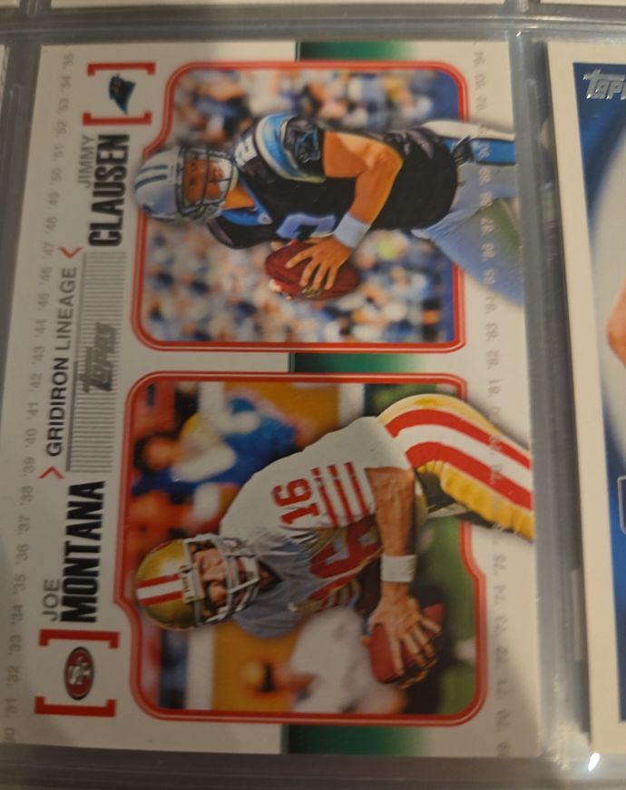 2010 Topps Gridiron Lineage #GL-MC Joe Montana / Jimmy Clausen — front
