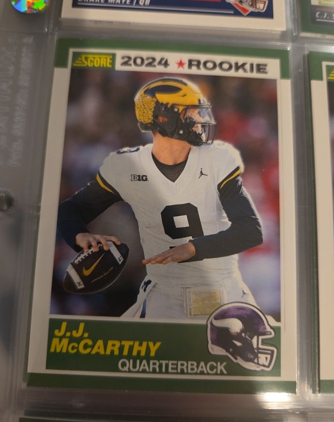 2024 Score #8 J.J. McCarthy Rookie — front
