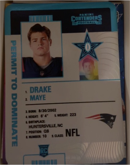 2024 Panini Contenders Permit To Dominate #2 Drake Maye — front