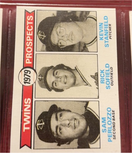 1979 Topps #709 Twins Prospects Sam Perlozzo Rick Sofield Kevin Stanfield — front