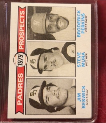 1979 Topps #725 Padres Prospects Broderick Perkins Steve Mura Jim Beswick — front