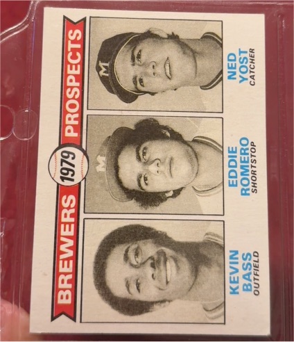 1979 Topps #708 Brewers Prospects Kevin Bass Eddie Romero Ned Yost — front