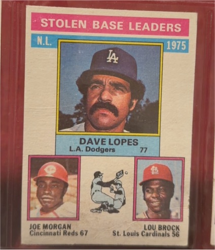 1976 Topps #197 1975 NL Stolen Base Leaders Dave Lopes / Joe Morgan / Lou Brock — front