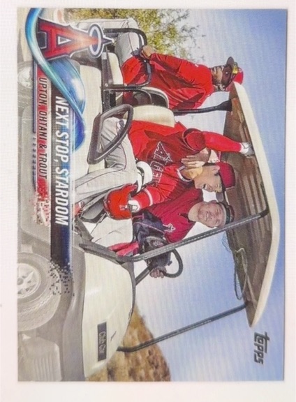 2018 Topps Update #US158 Next Stop Stardom Justin Upton / Shohei Ohtani / Mike Trout — front