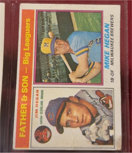 1976 Topps #69 Jim Hegan & Mike Hegan Father & Son — front