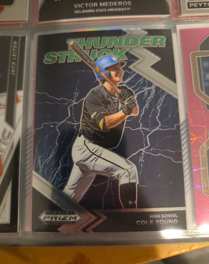 2022 Panini Prizm Draft Picks #TH-CY Cole Young Thunder Struck — front