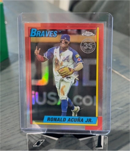 2025 Topps Chrome #90CB-2 Ronald Acuña Jr. 1990 Topps Baseball 35th Anniversary — front