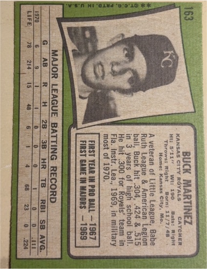 1975 Topps #314 Buck Martinez — front