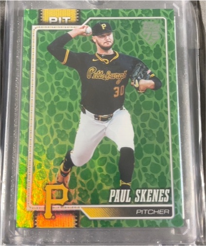 2026 Topps Series 1 #100 Paul Skenes Green Holiday Easter Parallel — front