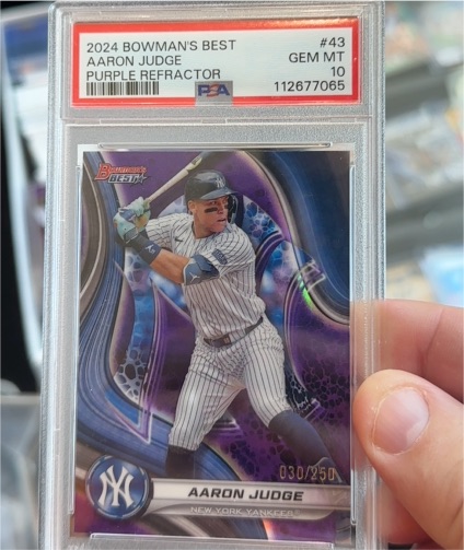 2024 Bowman's Best #43 Aaron Judge Purple Refractor — front