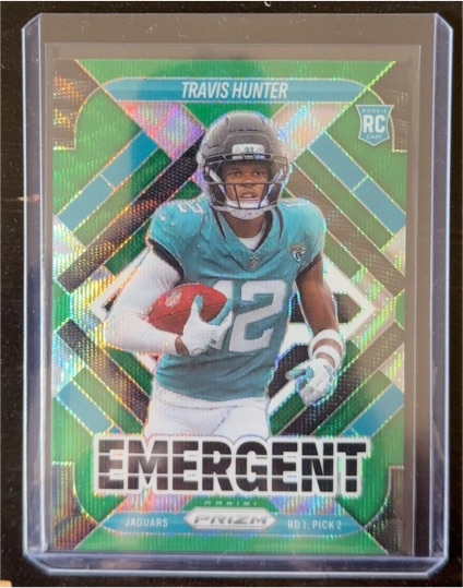 2025 Panini Prizm #12 Travis Hunter Emergent Green Wave Rookie — front