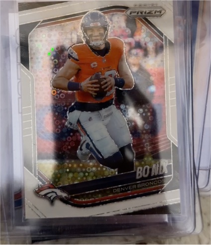 2025 Panini Prizm #142 Bo Nix White Disco Prizm Denver Broncos — front