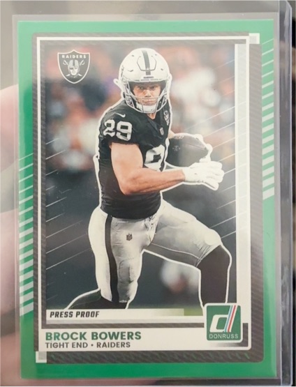 2025 Panini Donruss #1 Brock Bowers Press Proof Green — front