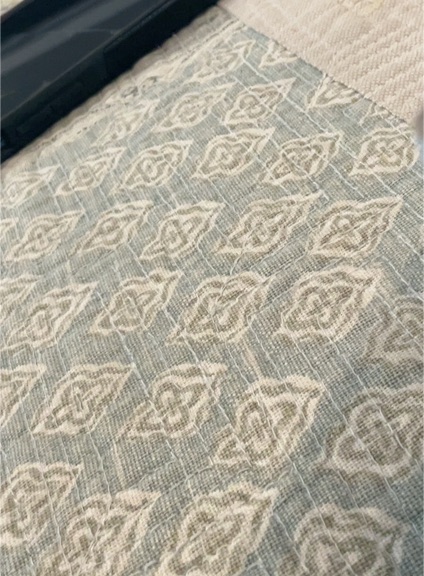 Waverly Inspirations Cotton Sewing Fabric Faded Blue & Green Damask — front