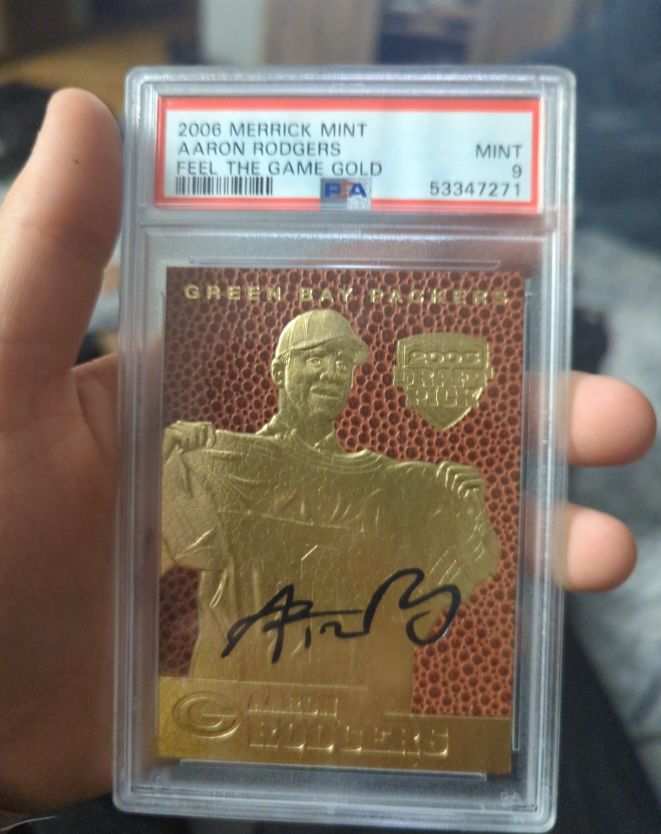 2006 Merrick Mint Feel The Game Gold Aaron Rodgers — front
