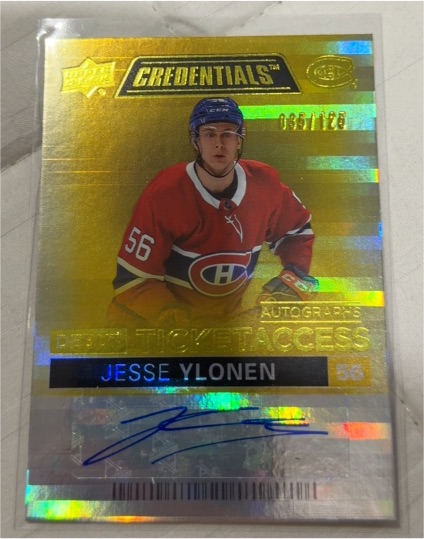 2021-22 Upper Deck Credentials Debut Ticket Access Autographs #DTAA-JY Jesse Ylonen — front