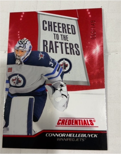 2024-25 Upper Deck Credentials #CR-CH Connor Hellebuyck Cheered to the Rafters — front