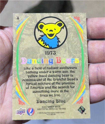 2025 Upper Deck Grateful Dead 60 Years Dancing Bears 1973 Base #4 Dancing Blue Bear — front