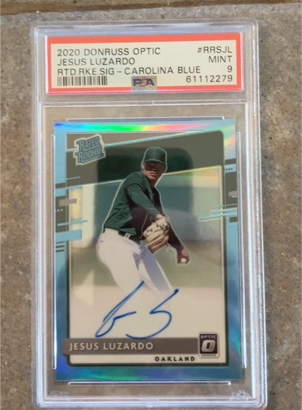 2020 Donruss Optic #RRS-JL Jesus Luzardo Rated Rookie Signatures Carolina Blue — front