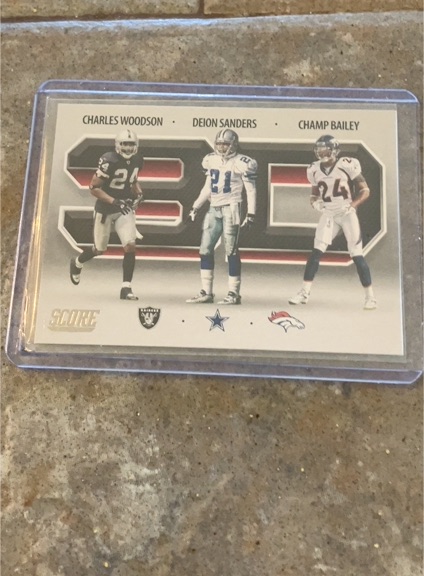 2021 Panini Score Football 3D #3D5 Charles Woodson Deion Sanders Champ Bailey — front