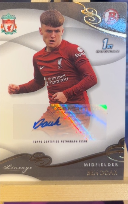 2022-23 Topps Liverpool Lineage #AU-BD Ben Doak 1st Bowman Rookie Autograph — front