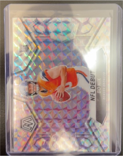 2024 Panini Mosaic #271 Bo Nix NFL Debut Silver Mosaic Prizm Rookie — front