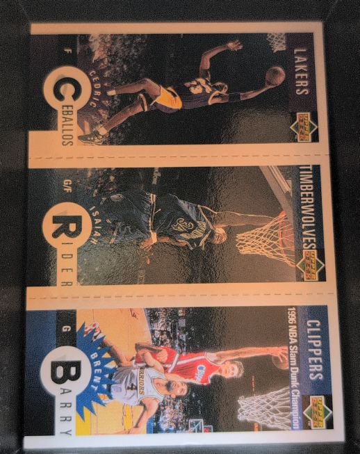 1996-97 Upper Deck Collector's Choice Mini-Cards #M36 Cedric Ceballos / Isaiah Rider / Brent Barry — front