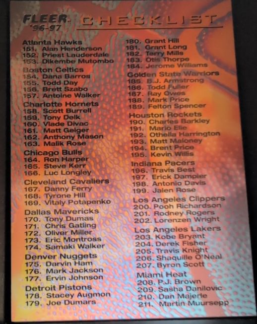 1996-97 Fleer Checklist #150 — front