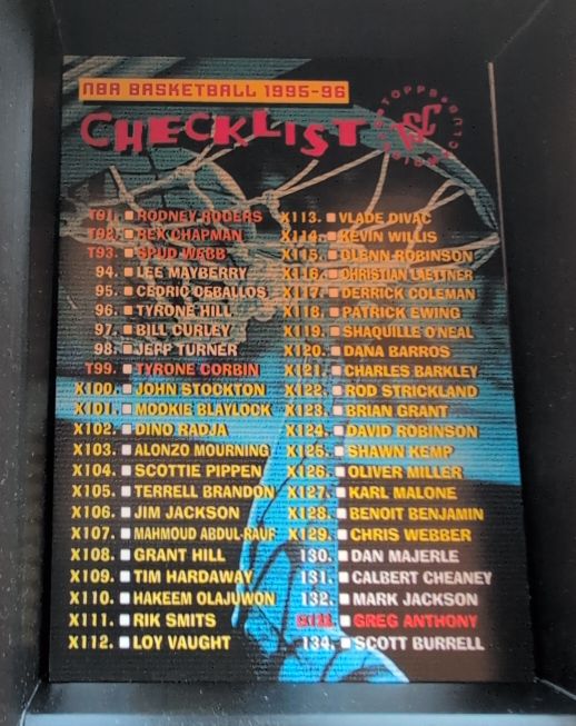 1995-96 Topps Stadium Club Checklist #NNO — front