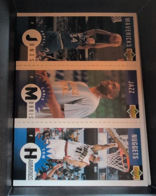 1996-97 Upper Deck Collector's Choice Mini-Cards #M19 Popeye Jones / M82 Chris Morris / M23 Tom Hammonds — front