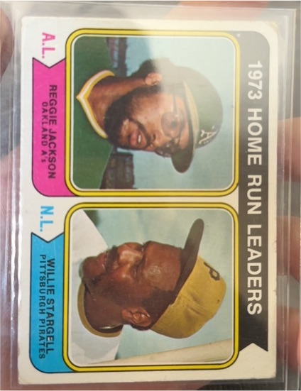 1974 Topps #202 1973 Home Run Leaders Reggie Jackson Willie Stargell — front