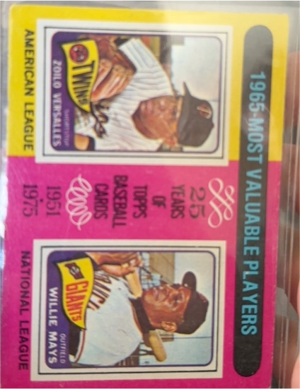 1975 Topps #203 Most Valuable Players Willie Mays, Zoilo Versalles — front