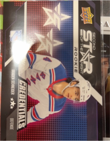 2022-23 Upper Deck Credentials #2SR-1 Braden Schneider Star of the Night Rookie — front