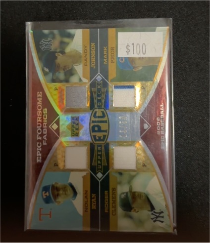 2006 Upper Deck Epic Foursome Fabrics #CMBF Randy Johnson Mariano Rivera Roger Clemens Andy Pettitte — front