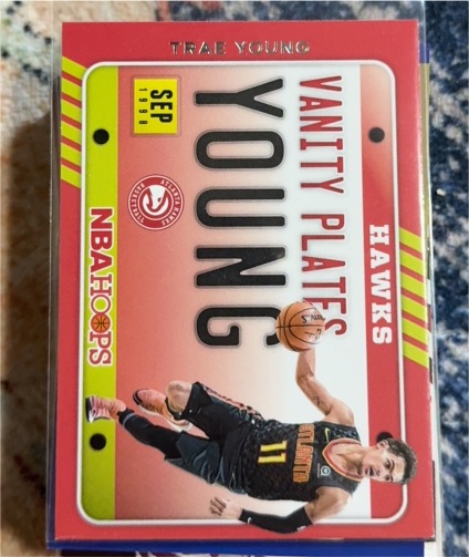 2020-21 Panini NBA Hoops #23 Trae Young Vanity Plates — front