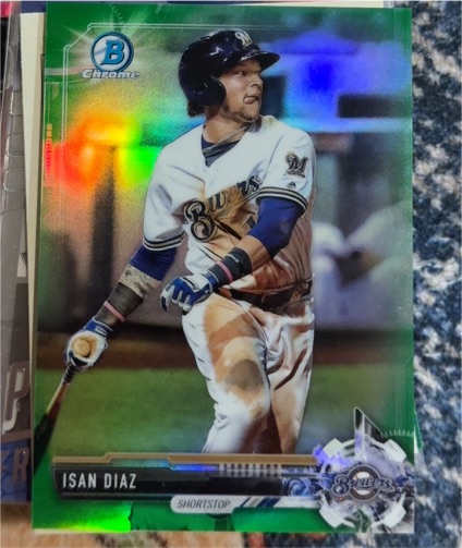2017 Bowman Chrome Mini Prospects Green Refractor #BCP181 Isan Diaz — front