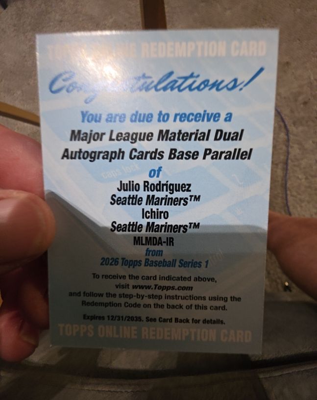 2026 Topps Major League Material Dual Autograph Cards Base Parallel Julio Rodriguez / Ichiro — front