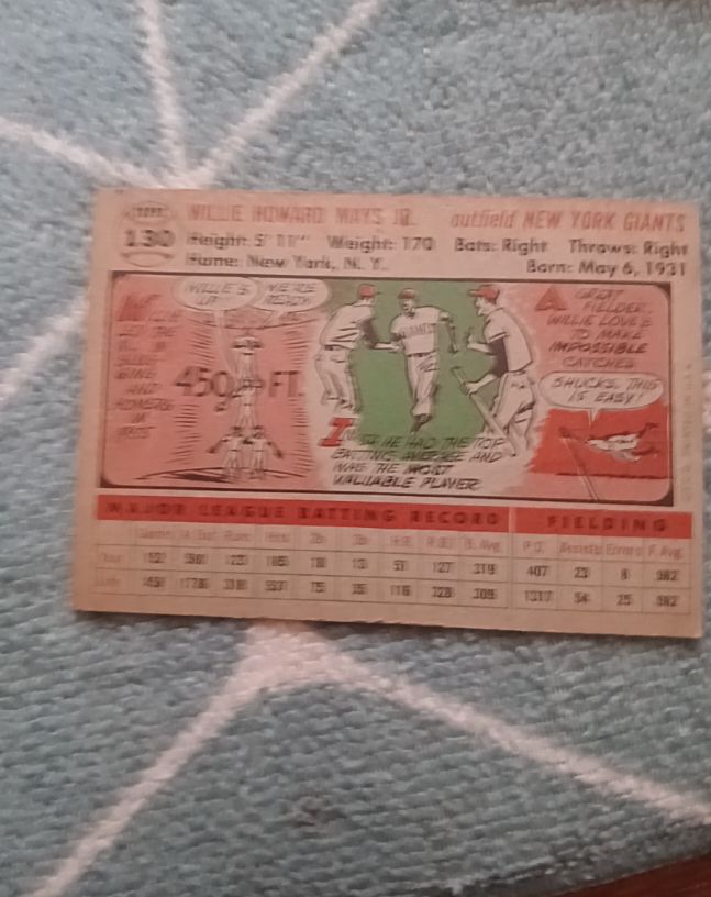 1956 Topps #130 Willie Mays Jr. — front