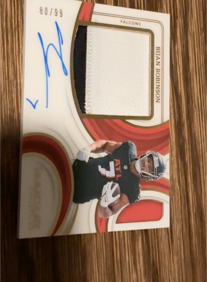 2023 Panini Immaculate Collection #80/99 Bijan Robinson Rookie Patch Autograph — front