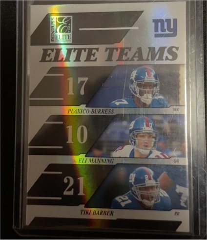 2006 Donruss Elite Teams Black #ET-15 Plaxico Burress / Eli Manning / Tiki Barber — front