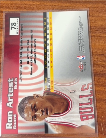 2000-01 Fleer #78 Ron Artest — front