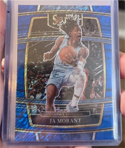 2021-22 Panini Select #75 Ja Morant Blue Shimmer Prizm — front