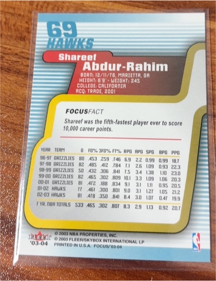 2003 Fleer Sports Illustrated for Kids #240 Shareef Abdur-Rahim — front