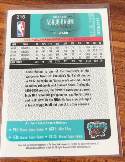1996-97 Upper Deck #216 Shareef Abdur-Rahim — front